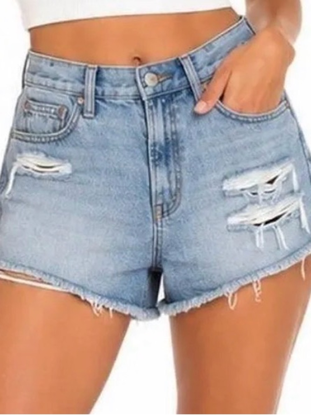 American Eagle Distressed High Rise Shortie Denim Shorts 10